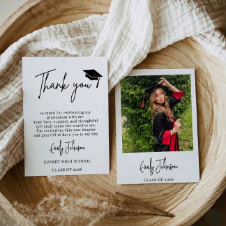 Carte De Remerciements Modern Photo Graduation Thank You Card Elegant