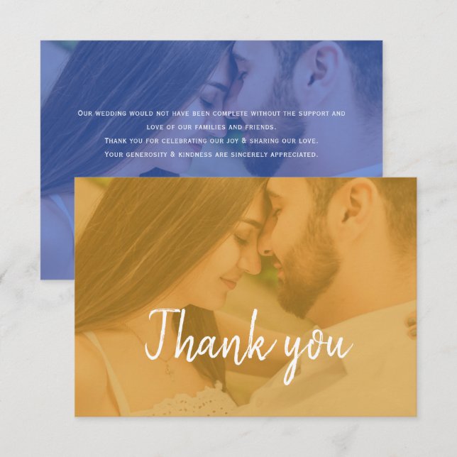 Carte De Remerciements Modern Photo Wedding (Devant / Derrière)