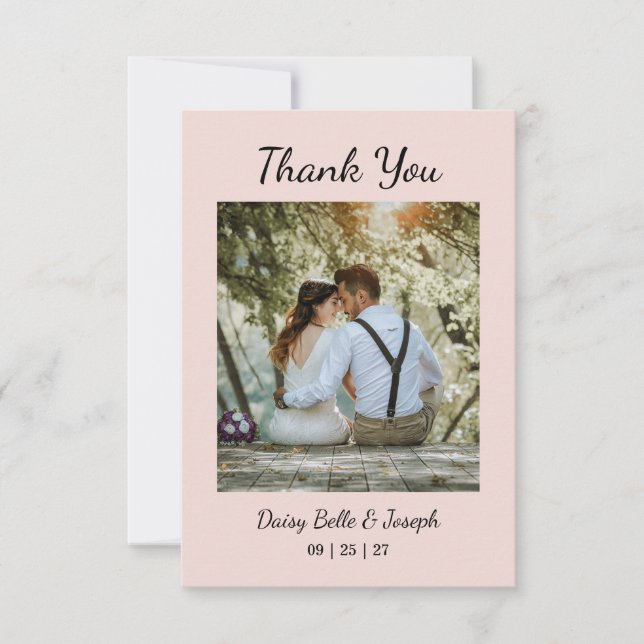 Carte De Remerciements Modern Pink Blush wedding (Devant)