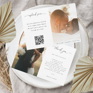 Carte De Remerciements Modern Script 2 Galerie de photos QR Code Mariage
