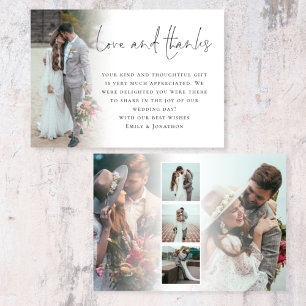 Carte De Remerciements Modern Script 6 Photos Wedding Love Thanks