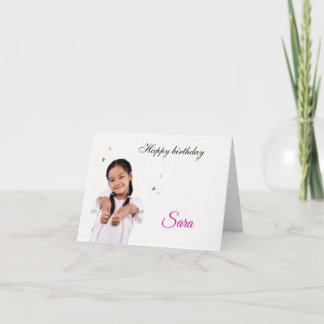 Carte De Remerciements Modern Simple Custom Photo Birthday Greeting Card