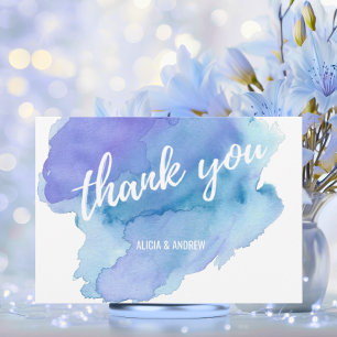 Carte De Remerciements Modern Watercolor Blue Teal Turquoise THANK YOU