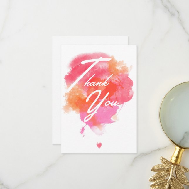 Carte De Remerciements Modern, watercolor rose (Devant/Arrière en situation)