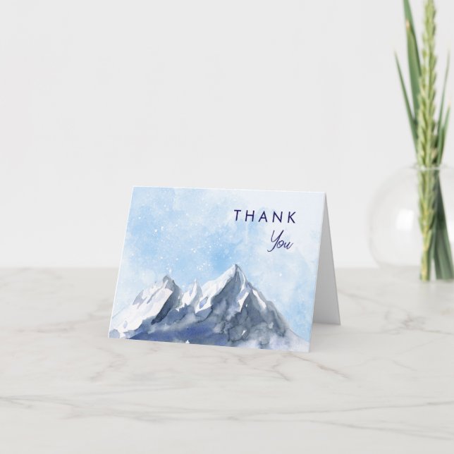 Carte De Remerciements Modern Winter Mountain Pattern Wedding (Devant)