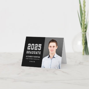 Carte De Remerciements Moderne 2024 Graduate Black Grey Photo Graduation