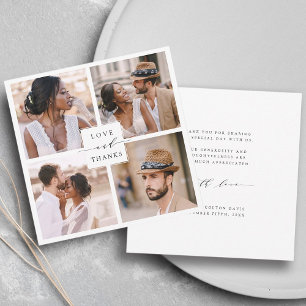 Carte De Remerciements Moderne 4 Photo Collage Mariage Carré