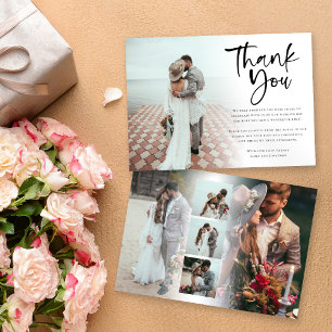 Carte De Remerciements Moderne 6 Photo Nouveaux mariés Mariage de script