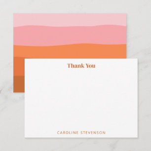 Carte De Remerciements Moderne Art Terracotta Rose Orange Bandes Personna
