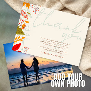 Carte De Remerciements Moderne automne brillant Floral Simple Mariage ivo