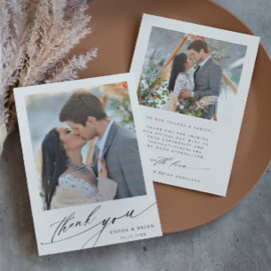 Carte De Remerciements Moderne Boho Calligraphie 2 Mariage photo
