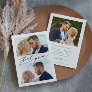 Carte De Remerciements Moderne Boho Calligraphie 3 Mariage photo