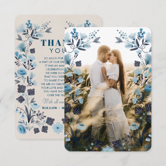 Carte de remerciements moderne Boho Folk avec phot (Devant / Derrière)