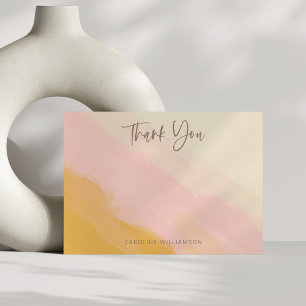 Carte De Remerciements Moderne Boho Rose Jaune Écriture Mignonne Enterrem