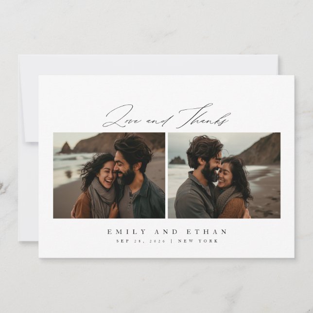 Carte De Remerciements Moderne Calligraphie 2 Mariage photo (Devant)