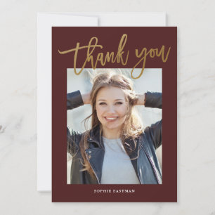 Carte De Remerciements Moderne Calligraphie Photo Graduation