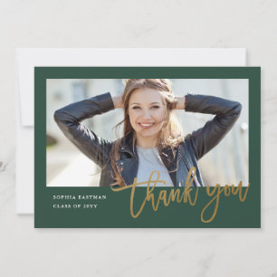 Carte De Remerciements Moderne Calligraphie Photo Graduation