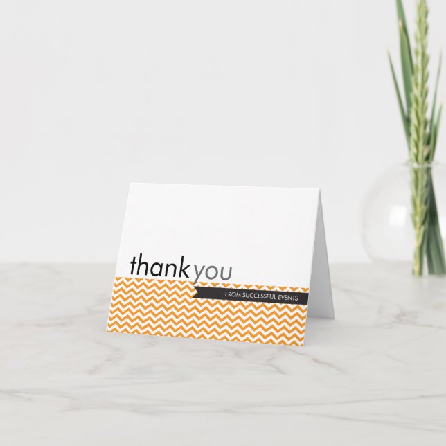 CARTE DE REMERCIEMENTS moderne chevron rayé orange (Devant)