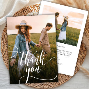 Carte De Remerciements Moderne Chic Calligraphie Script 2 Mariage photo