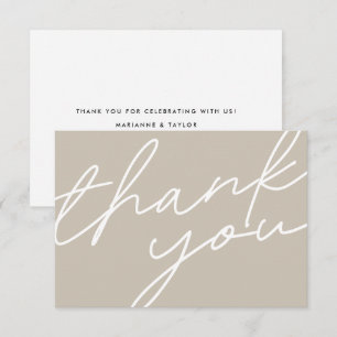 Carte De Remerciements Moderne Chic Lumière Taupe Calligraphie Script Mar