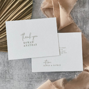 Carte De Remerciements Moderne Chic Mariage blanc et vert