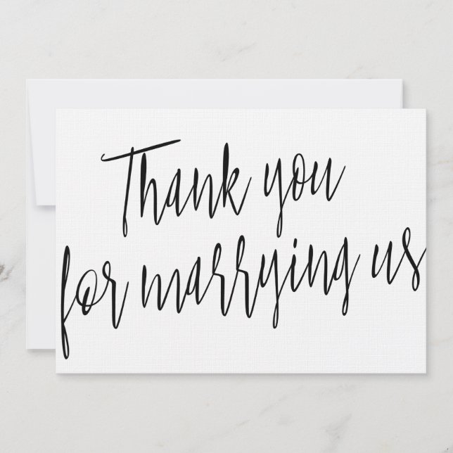 Carte De Remerciements Moderne Chic "Merci pour nous marier" (Devant)