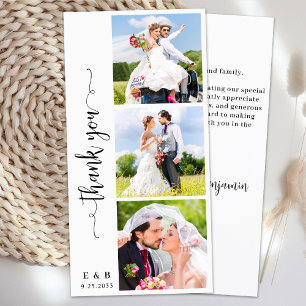 Carte De Remerciements Moderne Chic Personnalisé Monogramme 3 Mariage pho