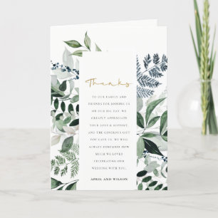 Carte De Remerciements Moderne Chic vert feuillage Tropical Mariage