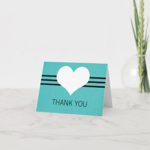Carte de remerciements moderne de coeur, Aqua