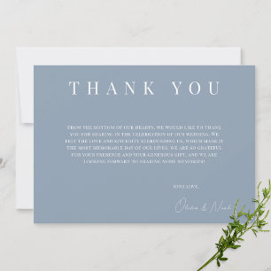 Carte de remerciements moderne Dusty Blue Mariage