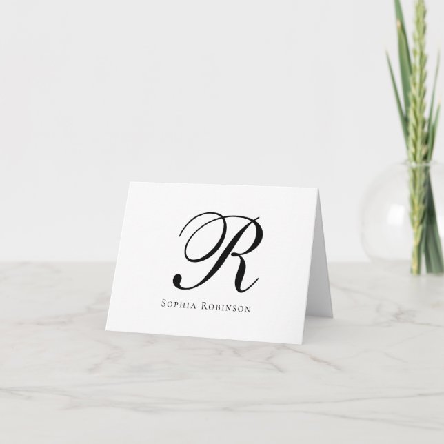 Carte De Remerciements Moderne Élégant Chic Monogramme Professionnel (Devant)