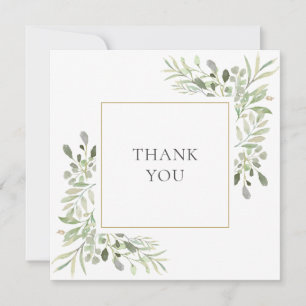 Carte De Remerciements Moderne Elégant Mariage Floral verdure