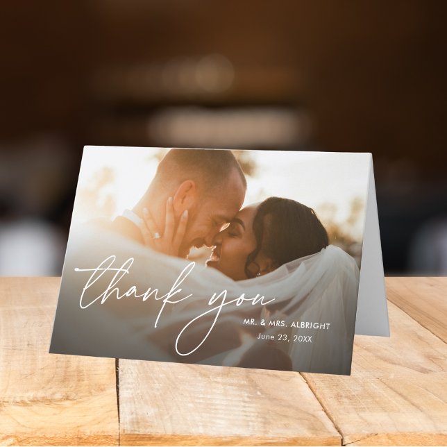 Carte De Remerciements Moderne Élégant Simple 2 Photos Mariage Plié (Créateur téléchargé)