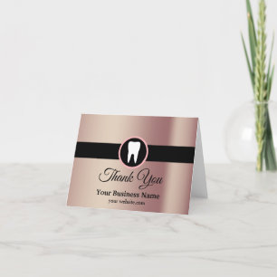 Carte De Remerciements Moderne Elegst Dentist Rose Gold Dental Office