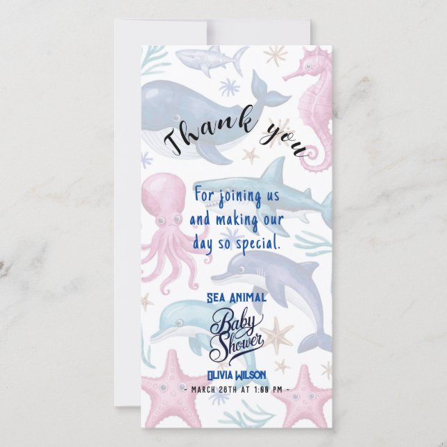 Carte De Remerciements Moderne et élégant aquarelle baby shower animal ma (Devant)