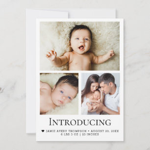 Carte De Remerciements Moderne et élégant Présentation de Bébé trois phot