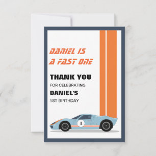 Carte De Remerciements Moderne Fast One Race Car 1er Anniversaire