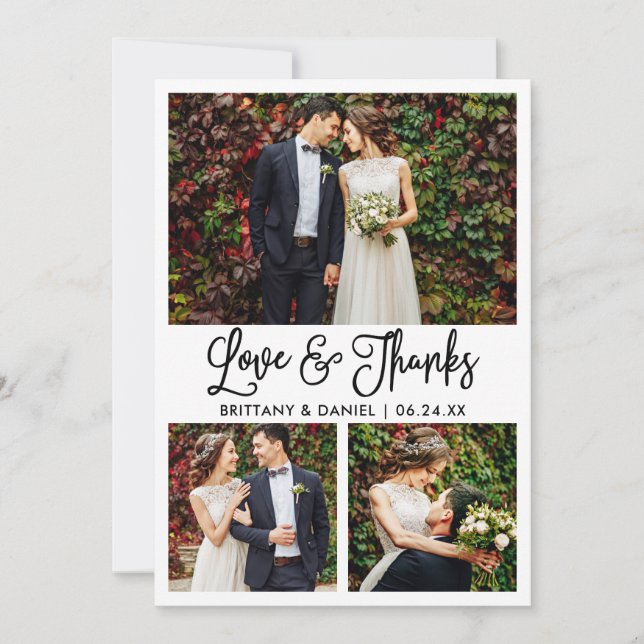 Carte De Remerciements Moderne Fun Calligraphie 3 Mariage photo (Devant)