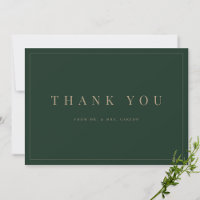 Carte de remerciements moderne Green & Gold Mariag