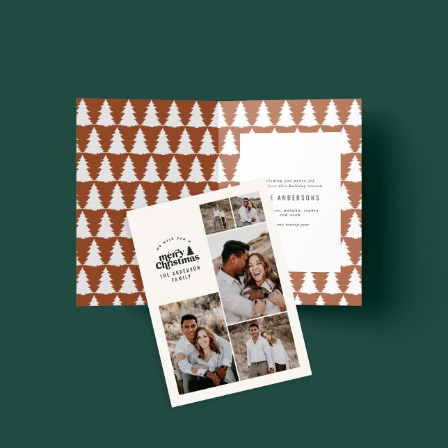 Carte De Remerciements Moderne minima terre cuite Noël multi photo (Créateur téléchargé)