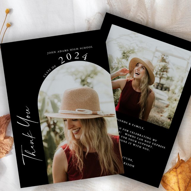 Carte De Remerciements Moderne Minimal Deux Scripts Photo (Créateur téléchargé)