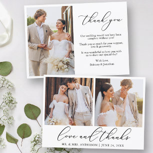 Carte De Remerciements Moderne minimaliste calligraphie amour 3 Mariage p