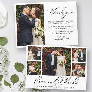 Carte De Remerciements Moderne minimaliste calligraphie amour 6 Mariage p