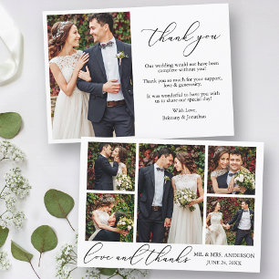 Carte De Remerciements Moderne minimaliste calligraphie amour 6 Mariage p