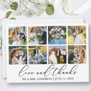 Carte De Remerciements Moderne minimaliste calligraphie Mariage 8 Photo L