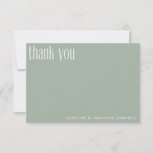 Carte De Remerciements Moderne minimaliste Sage Vert Mariage personnalisé