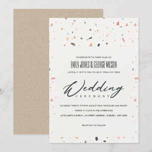 CARTE DE REMERCIEMENTS MODERNE MULTI COULEUR TERRAZZO MOTIF MARIAGE INVIT