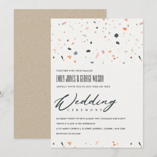 CARTE DE REMERCIEMENTS MODERNE MULTI COULEUR TERRAZZO MOTIF MARIAGE INVIT