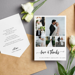 Carte De Remerciements Moderne multi photo collage simple mariage
