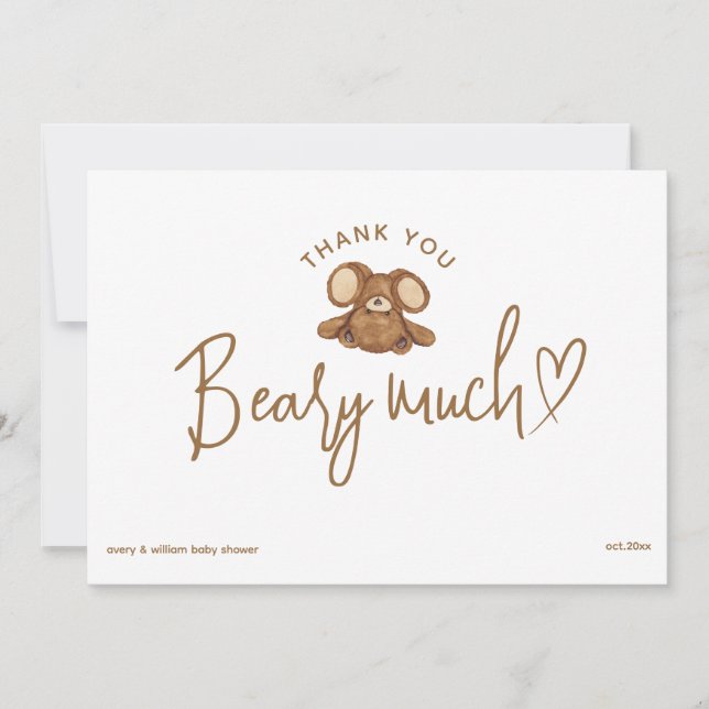 Carte De Remerciements Moderne nous pouvons attendre Baby shower (Devant)
